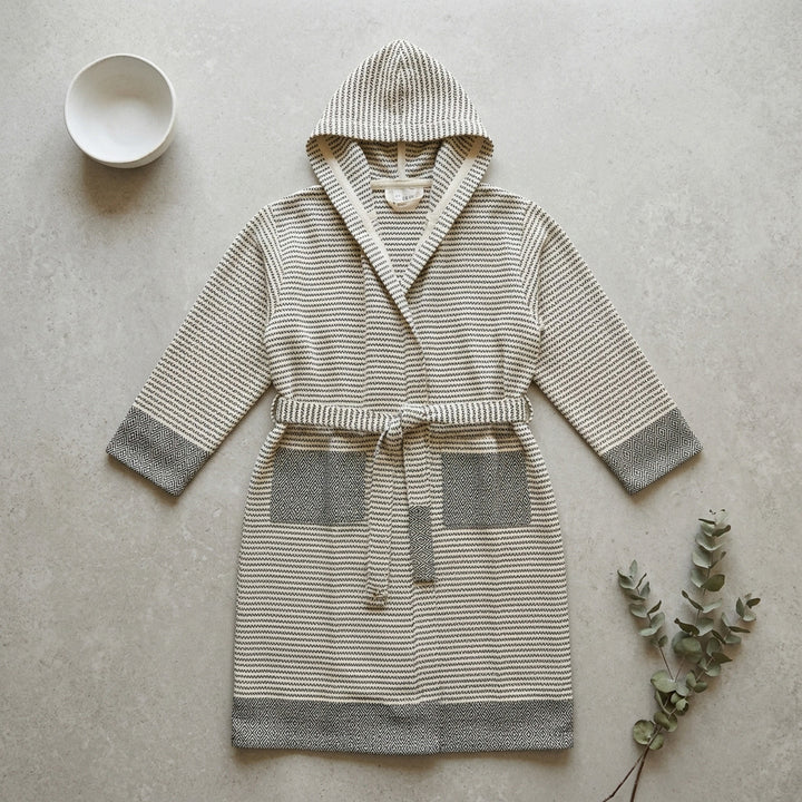 Stripe Diamond Turkish Cotton Hooded Robe