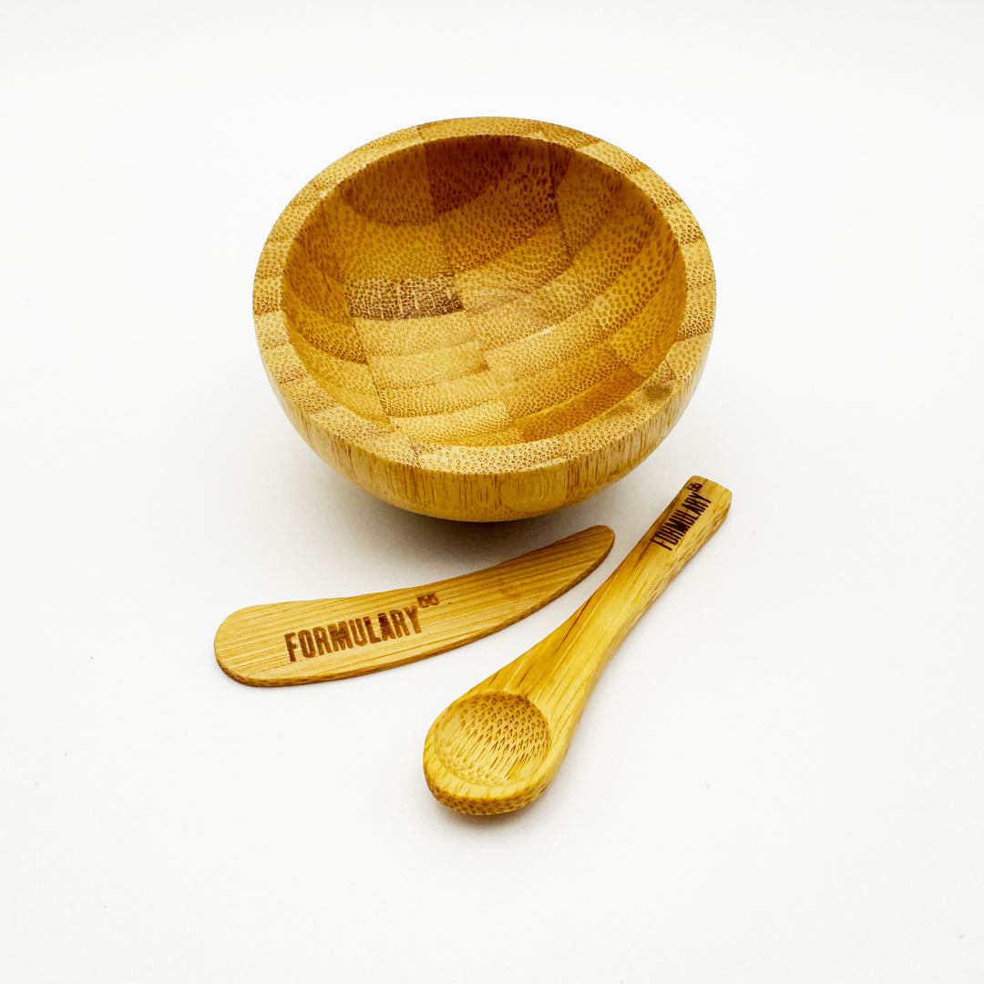 Organic Bamboo Treatment Set: Bowl, Spoon & Spatula