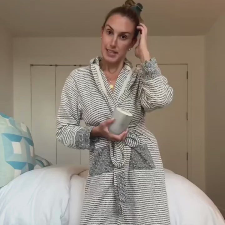 Stripe Diamond Turkish Cotton Hooded Robe